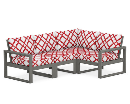 POLYWOOD® EDGE 4-Piece Modular Deep Seating Set in Slate Grey / Trellis Crimson