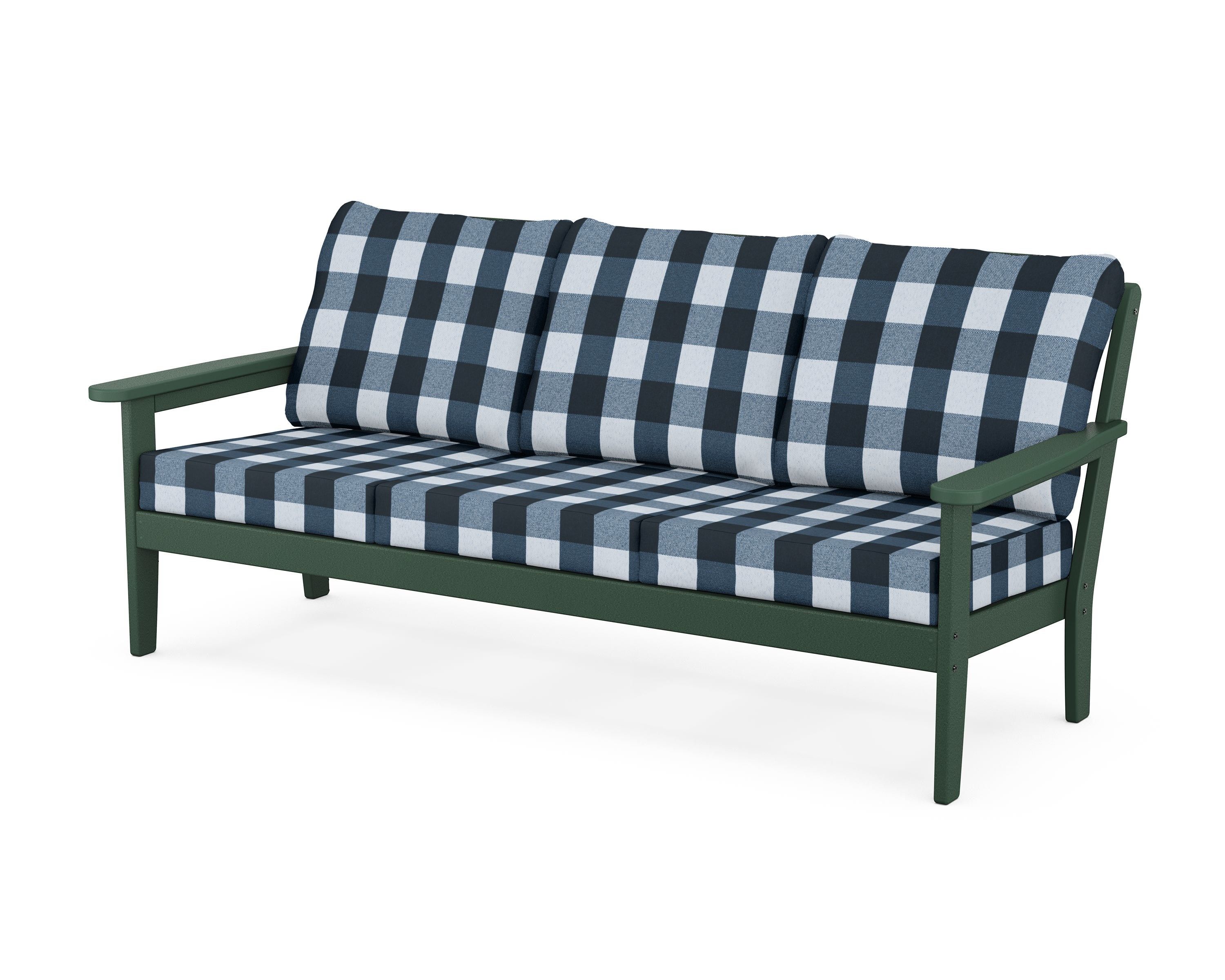 Country Living Cottage Deep Seating Sofa in Green / Buffalo Plaid Marine Indigo