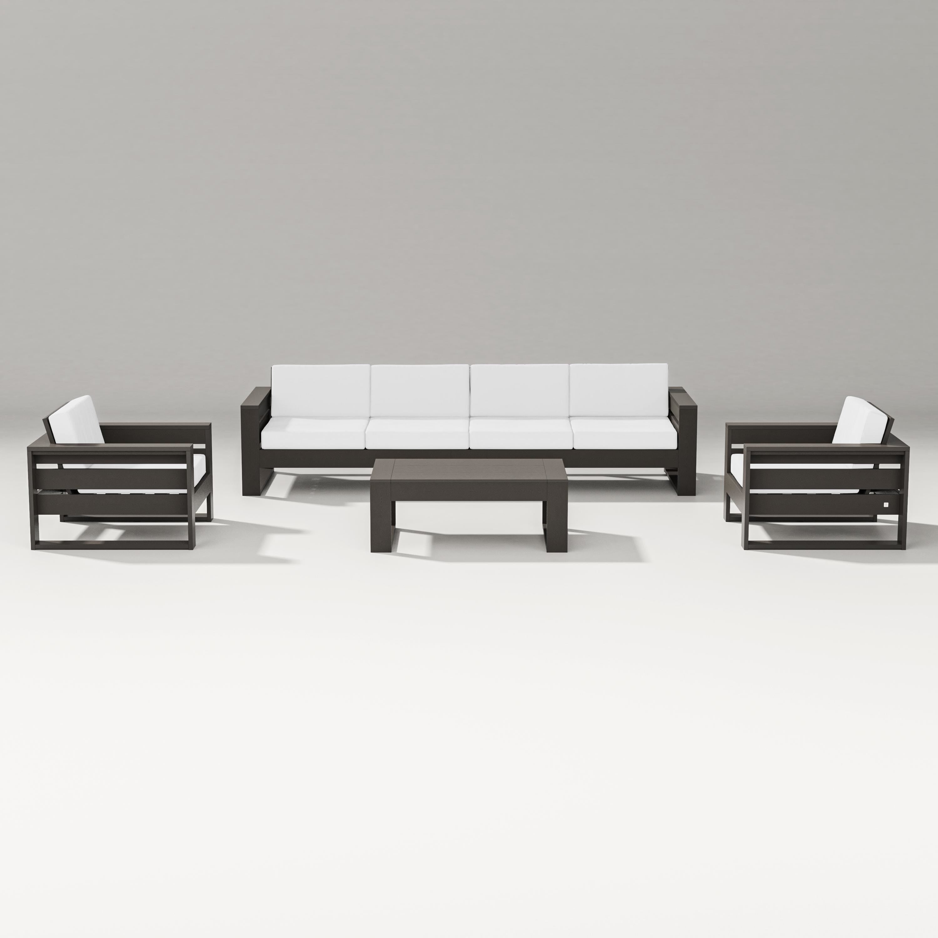 PW Designer Series Latitude 5-Piece Lounge Sofa Set in Vintage Coffee / Natural