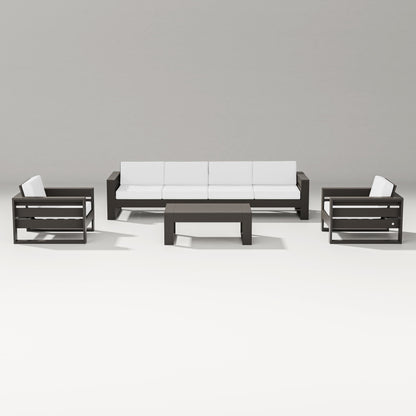 PW Designer Series Latitude 5-Piece Lounge Sofa Set in Vintage Coffee / Natural