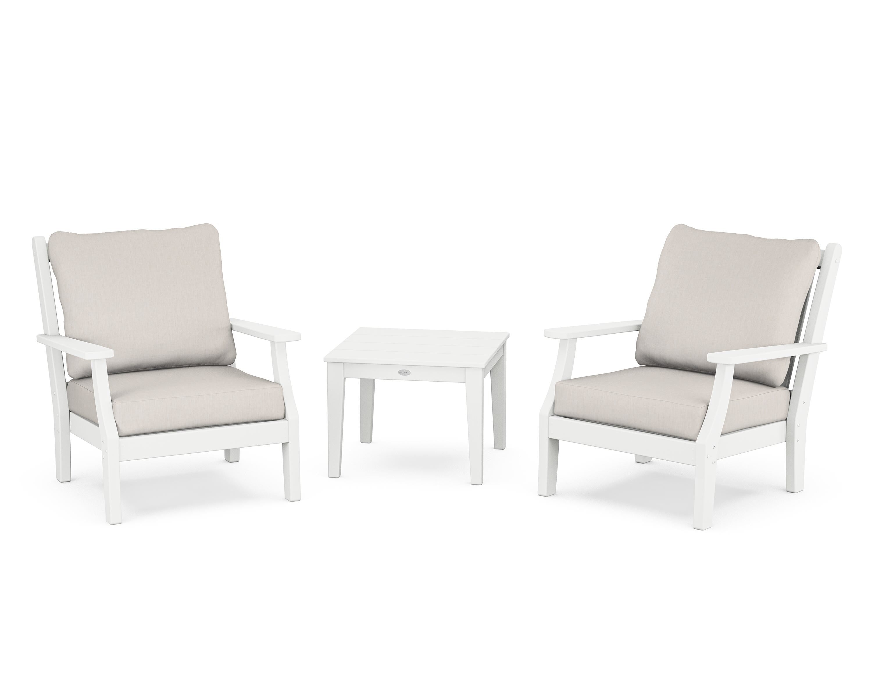 Country Living Wovendale 3-Piece Deep Seating Set in White / Cast Ash