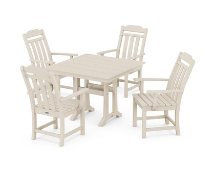 Country Living Cottage 5-Piece Farmhouse Dining Set with Trestle Legs in Sand