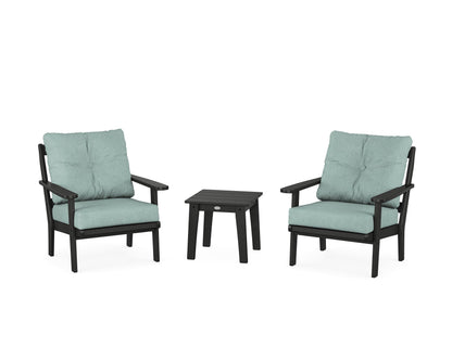 POLYWOOD® Mission 3-Piece Deep Seating Set in Black / Glacier Spa