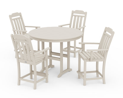 Country Living Cottage 5-Piece Round Farmhouse Counter Set in Sand