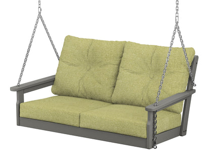 POLYWOOD® Vineyard Deep Seating Swing in Slate Grey / Chartreuse Boucle