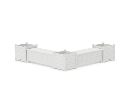 POLYWOOD® 48" Nautical L- Shaped Planter Storage Bench Corner Set- Large in White
