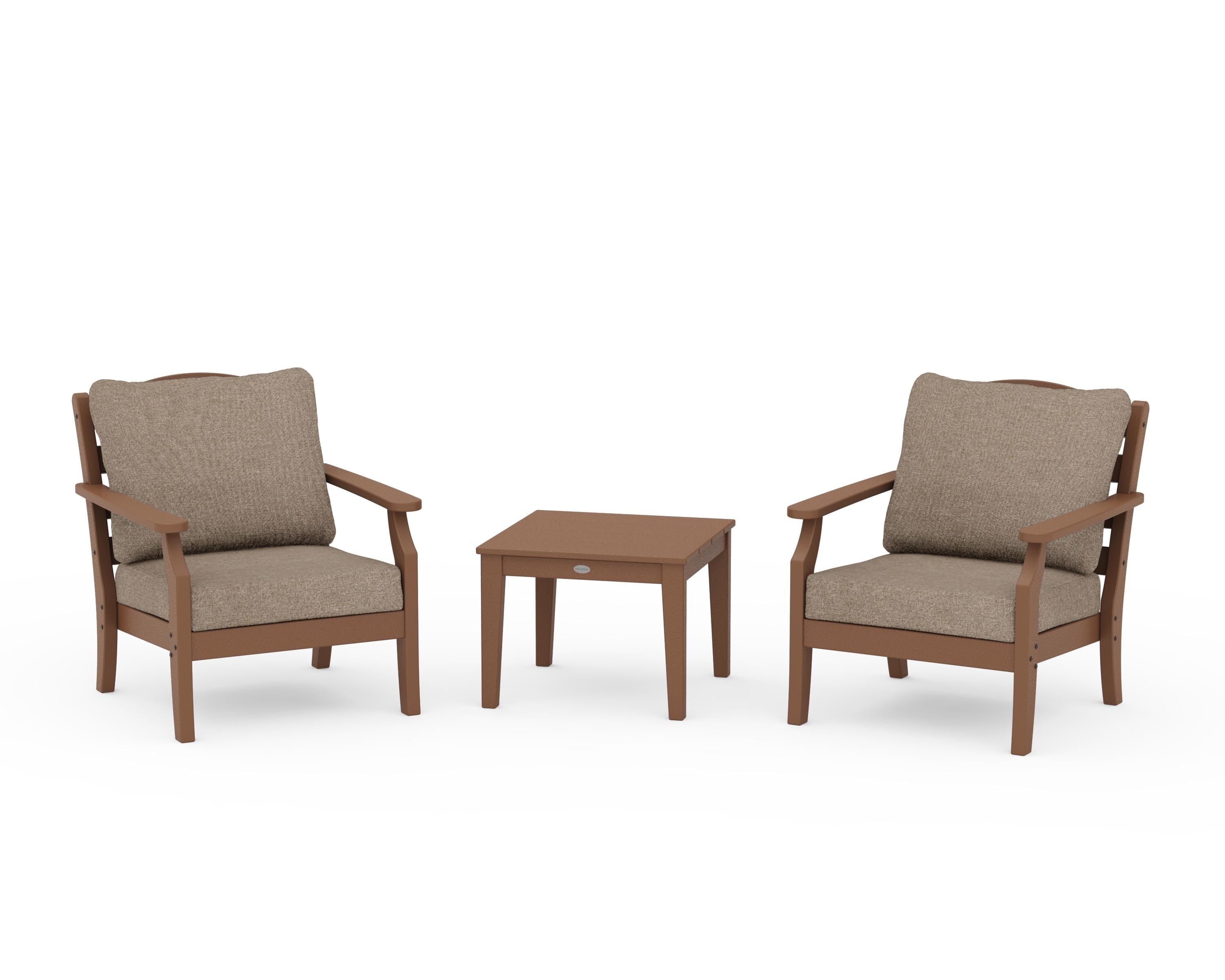 Draper James™ by  POLYWOOD® Savannah 3-Piece Deep Seating Set in Teak / Spiced Burlap