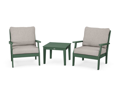 POLYWOOD® Braxton 3-Piece Deep Seating Set in Green / Weathered Tweed