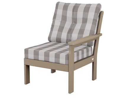 POLYWOOD® Vineyard Modular Right Arm Chair in Vintage Sahara / Buffalo Plaid Grey Mist