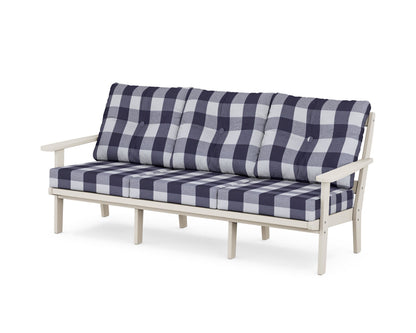 POLYWOOD® Mission Deep Seating Sofa in Sand / Buffalo Plaid Navy