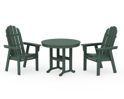 POLYWOOD® Vineyard Adirondack 3-Piece Round Dining Set in Green