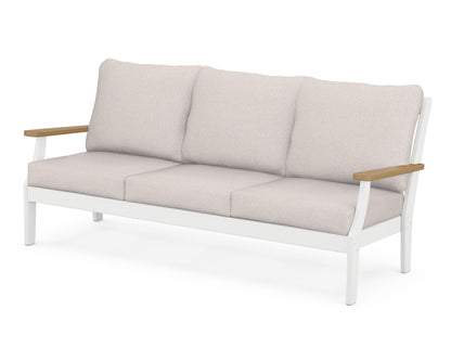 POLYWOOD® Braxton Deep Seating Sofa in White / Natural / Dune Burlap
