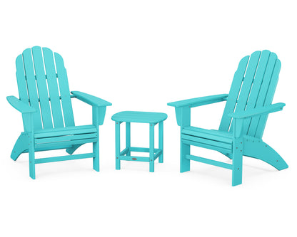 POLYWOOD® Vineyard 3-Piece Curveback Adirondack Set with South Beach 18" Side Table in Aruba