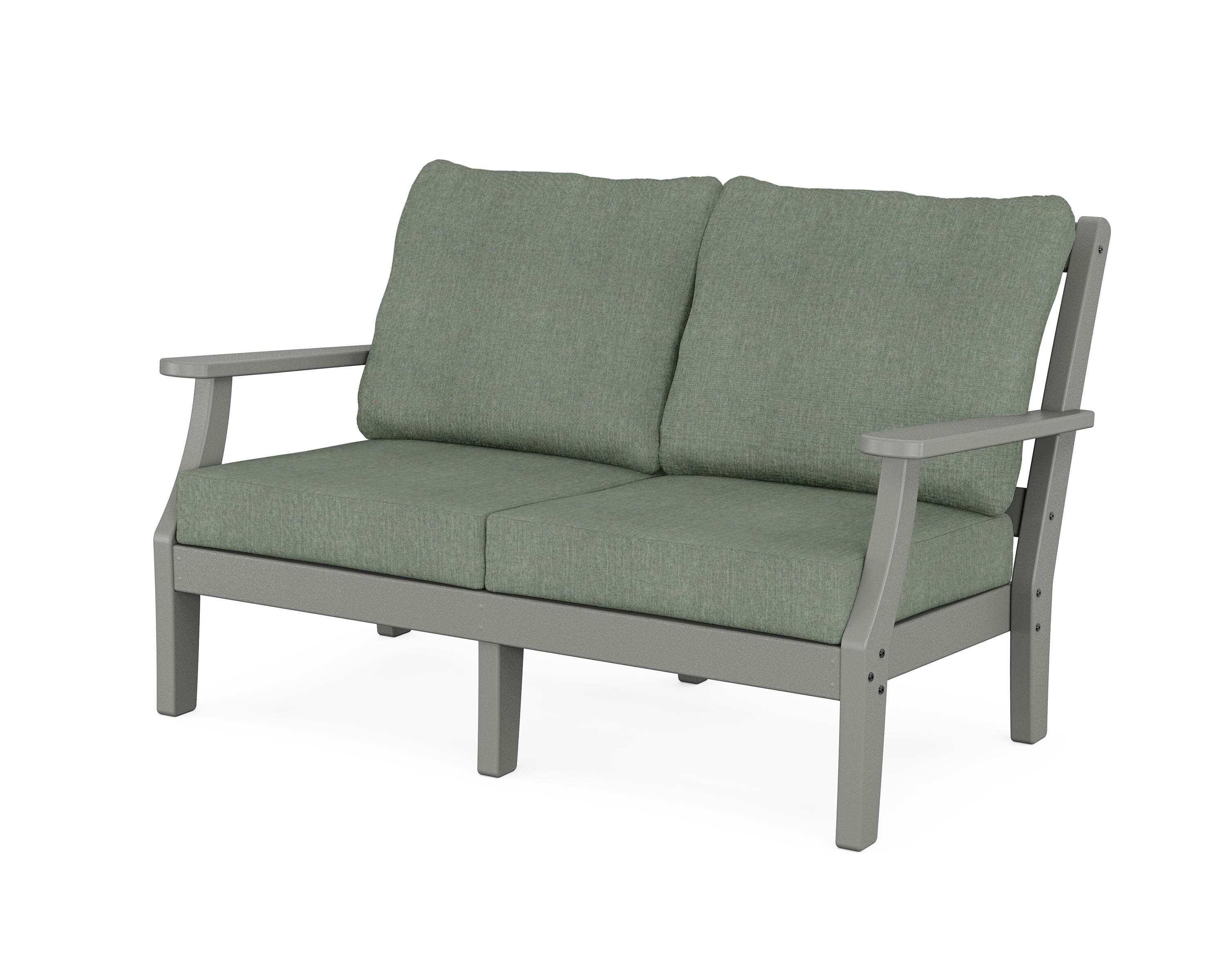 Martha Stewart by POLYWOOD® Chinoiserie Deep Seating Loveseat in Slate Grey / Cast Sage