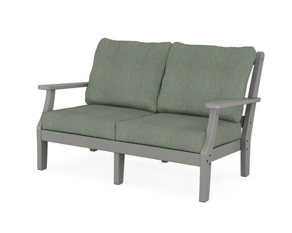 Martha Stewart by POLYWOOD® Chinoiserie Deep Seating Loveseat in Slate Grey / Cast Sage