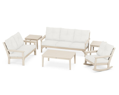 POLYWOOD® Vineyard 6-Piece Deep Seating Set in Sand / Natural Linen