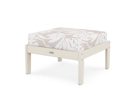 Country Living Cottage Deep Seating Ottoman in Sand / Leaf Dune Burlap