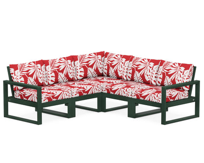 POLYWOOD® EDGE 5-Piece Modular Deep Seating Set in Green / Leaf Crimson