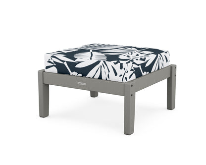 Martha Stewart by POLYWOOD® Chinoiserie Deep Seating Ottoman in Slate Grey / Leaf Marine Indigo