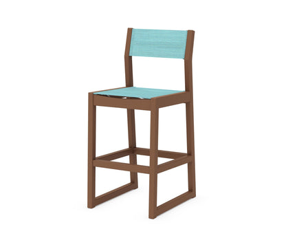 POLYWOOD® EDGE Sling Bar Side Chair in Teak / Dupioni Aquamarine Sling