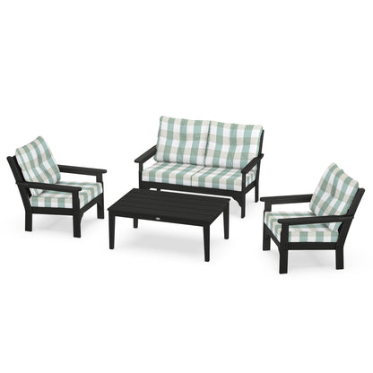 Vineyard 4 Piece Deep Seating Set - Black