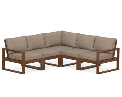 POLYWOOD® EDGE 5-Piece Modular Deep Seating Set in Teak / Spiced Burlap