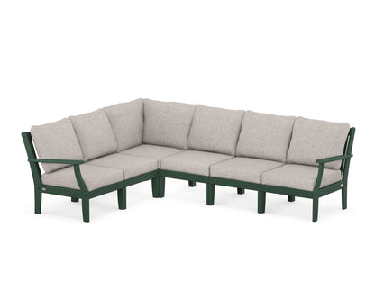 POLYWOOD® Braxton Modular 6-Piece Deep Seating Set in Green / Weathered Tweed