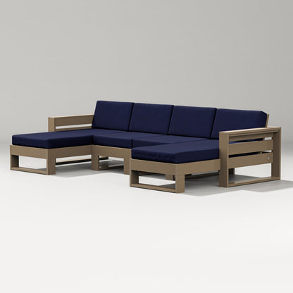 PW Designer Series Latitude Double Chaise Sectional in Vintage Sahara / Navy