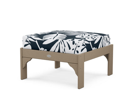 POLYWOOD¬Æ Vineyard Deep Seating Ottoman in Vintage Sahara / Leaf Marine Indigo