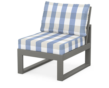 Unbranded Modular Armless Chair in Slate Grey / Buffalo Plaid Sky Blue