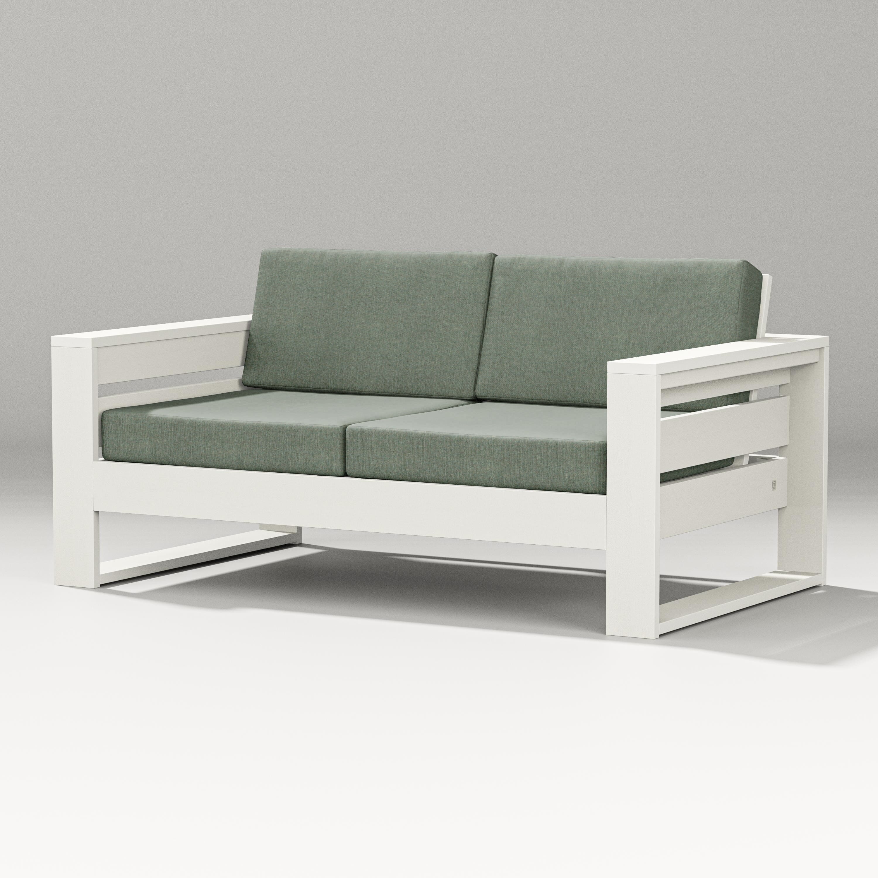 PW Designer Series Latitude Loveseat in Vintage White / Cast Sage