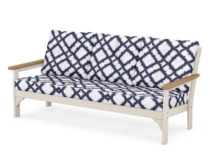 POLYWOOD® Vineyard Deep Seating Sofa in Sand / Natural / Trellis Navy