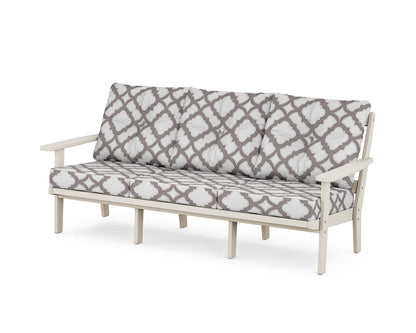 POLYWOOD® Oxford Deep Seating Sofa in Sand / Trellis Grey Mist