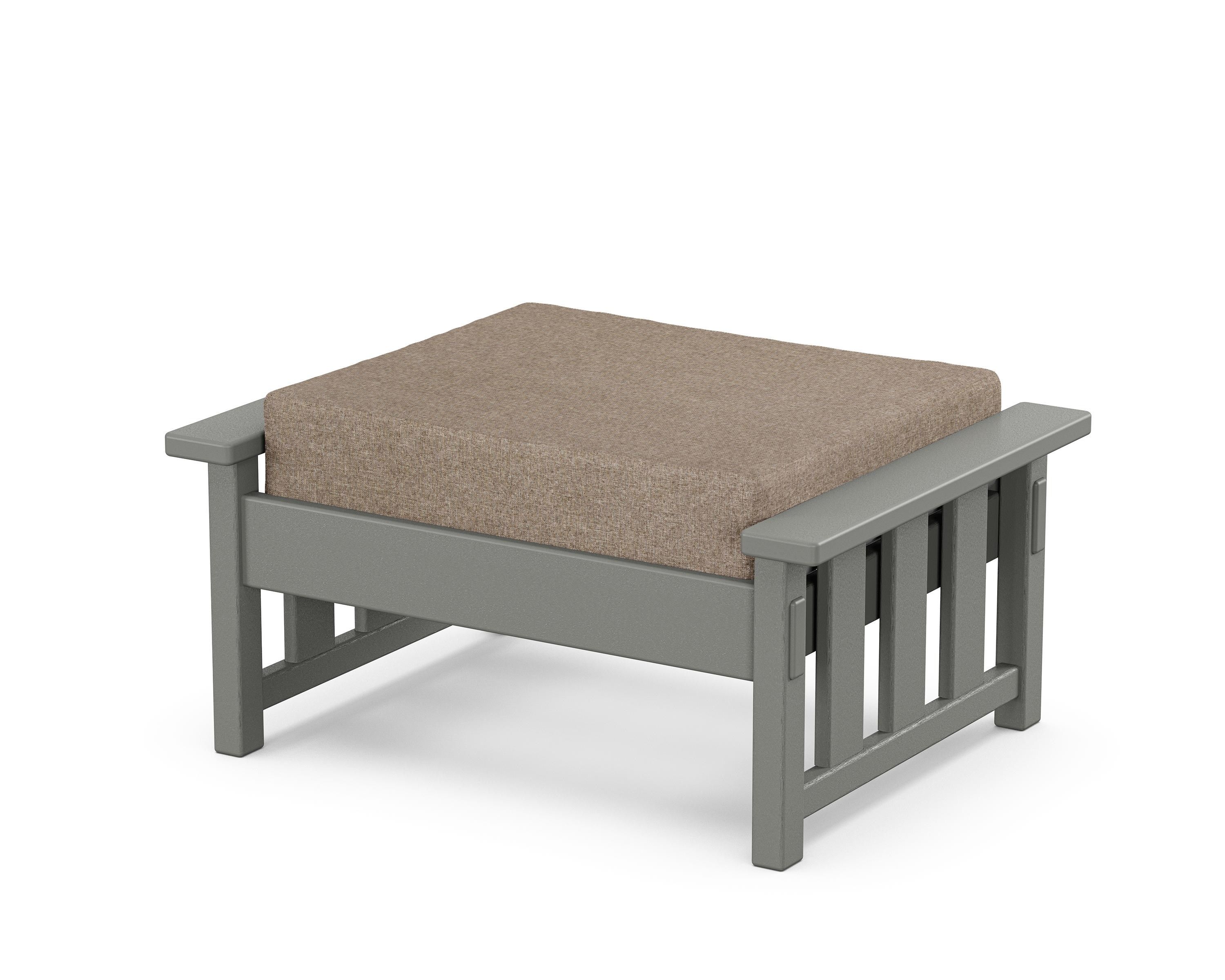 Martha Stewart by POLYWOOD® Acadia Deep Seating Ottoman in Slate Grey / Spiced Burlap
