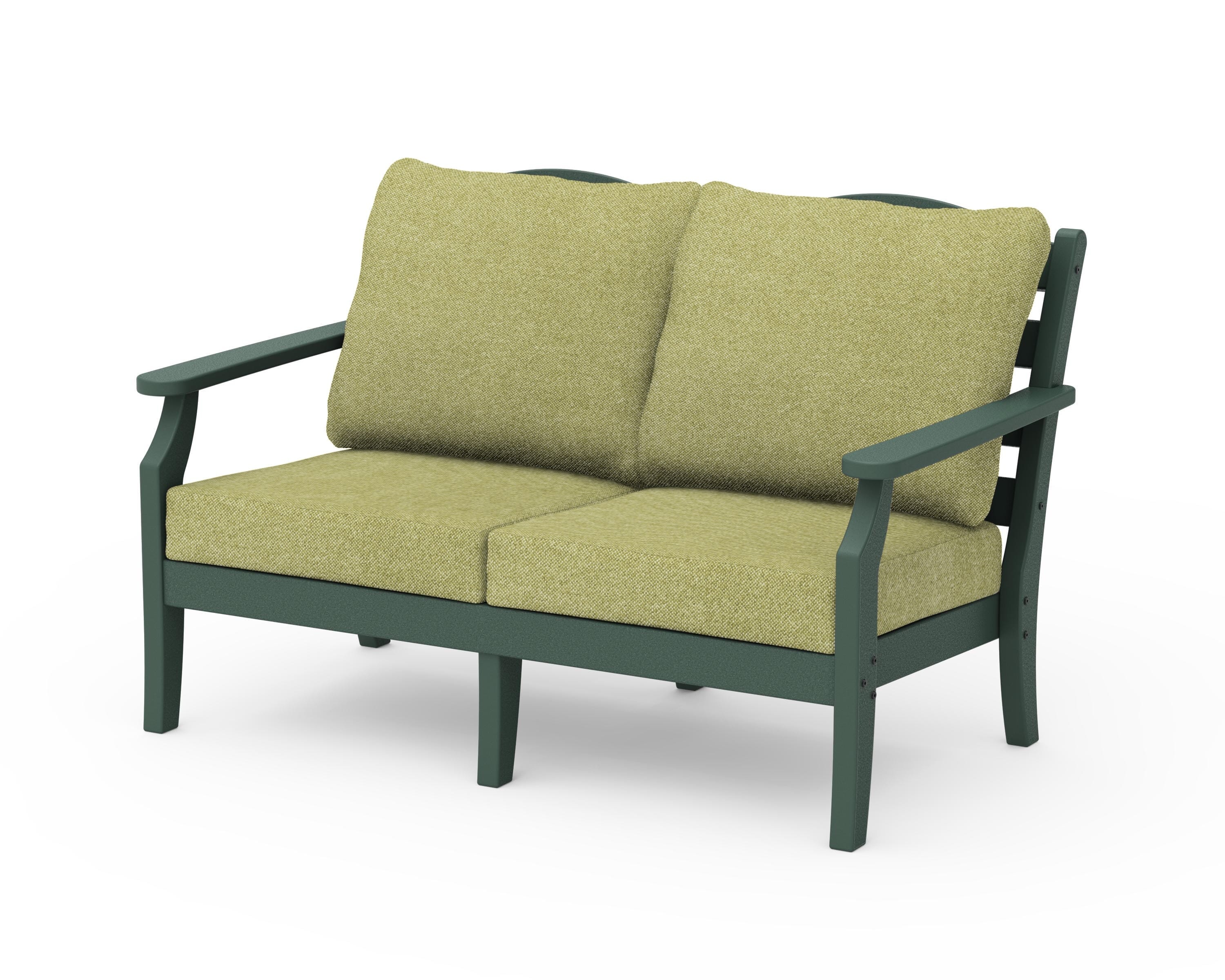Draper James™ by  POLYWOOD® Savannah Deep Seating Loveseat in Green / Chartreuse Boucle