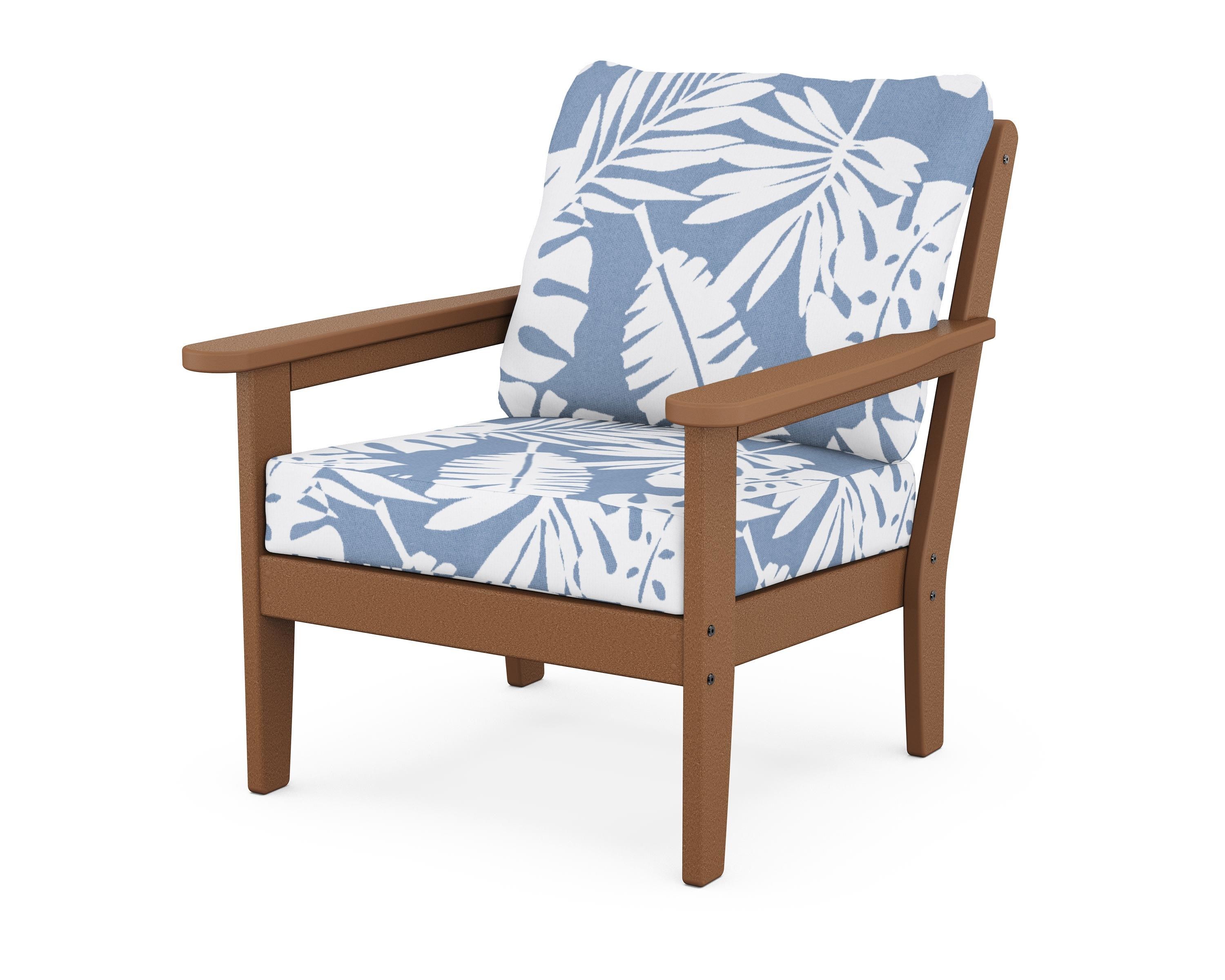 Country Living Cottage Deep Seating Chair in Teak / Leaf Sky Blue