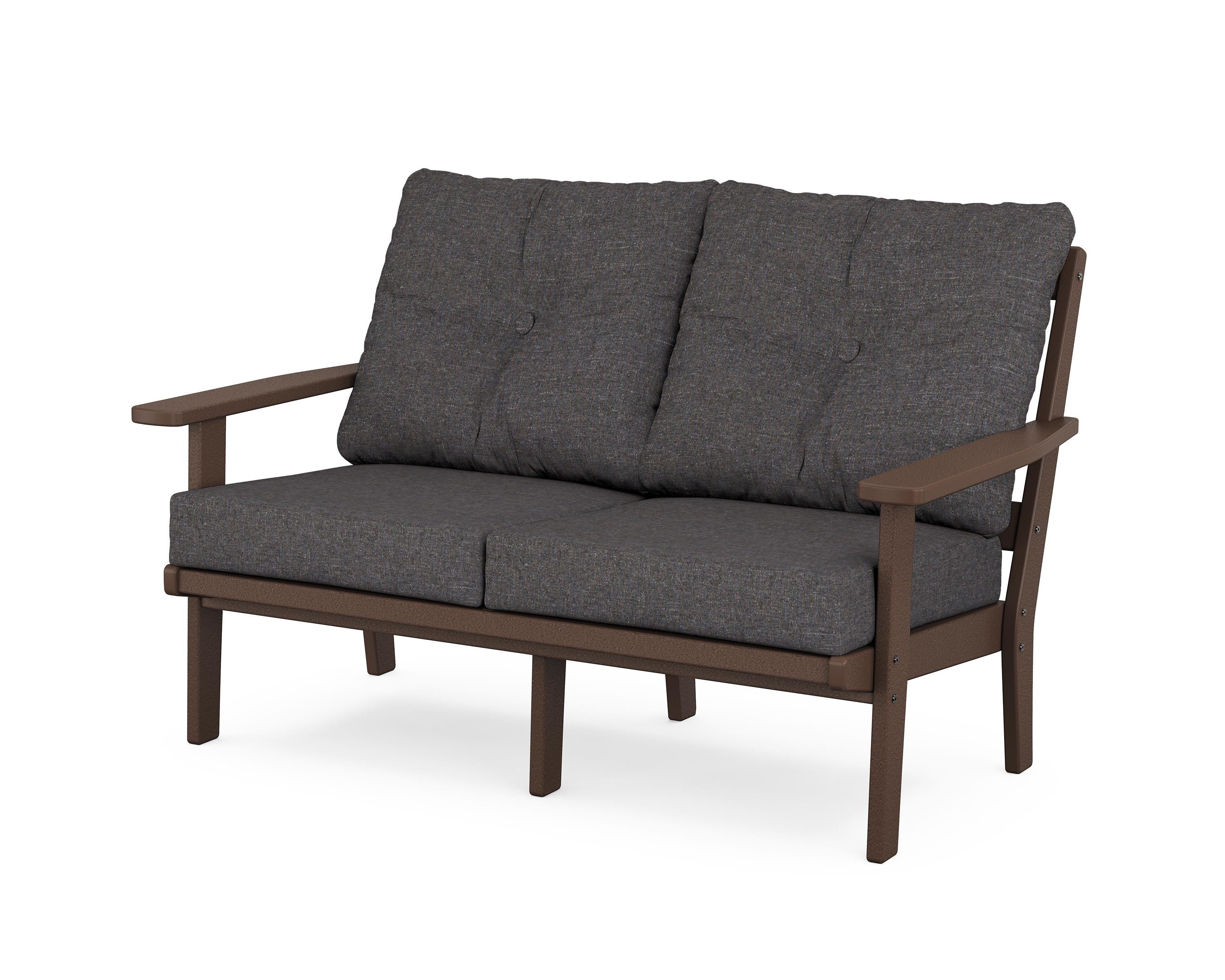 POLYWOOD® Prairie Deep Seating Loveseat in Mahogany / Ash Charcoal