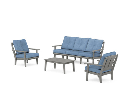 POLYWOOD® Mission 4-Piece Deep Seating Set with Sofa in Slate Grey / Sky Blue