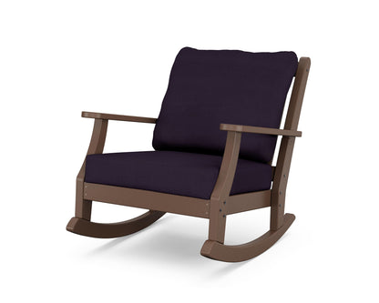 Country Living Wovendale Deep Seating Rocking Chair in Mahogany / Navy Linen