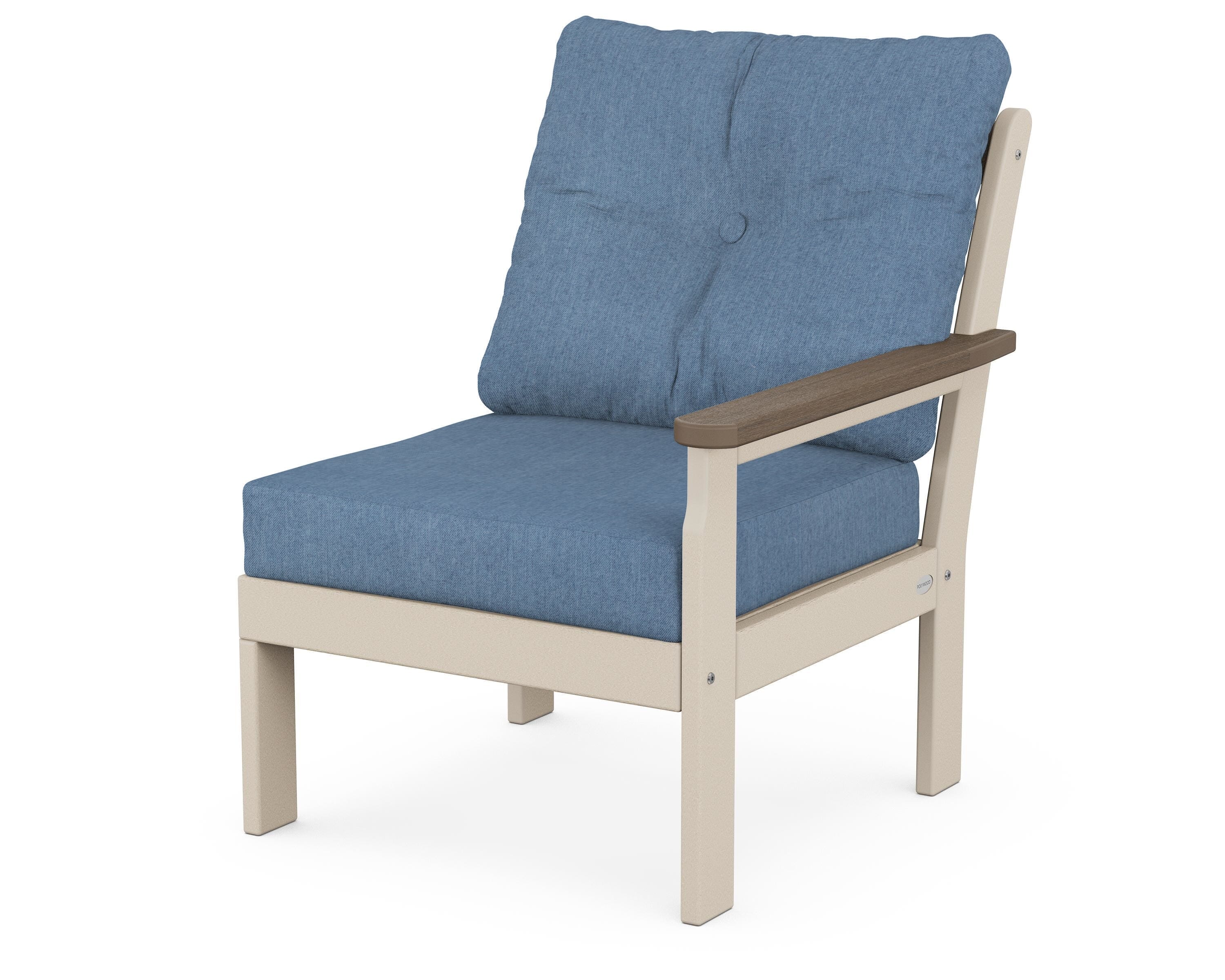 POLYWOOD® Vineyard Modular Right Arm Chair in Sand / Kona / Sky Blue