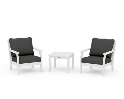 Draper James™ by  POLYWOOD® Savannah 3-Piece Deep Seating Set in Vintage White / Spectrum Carbon