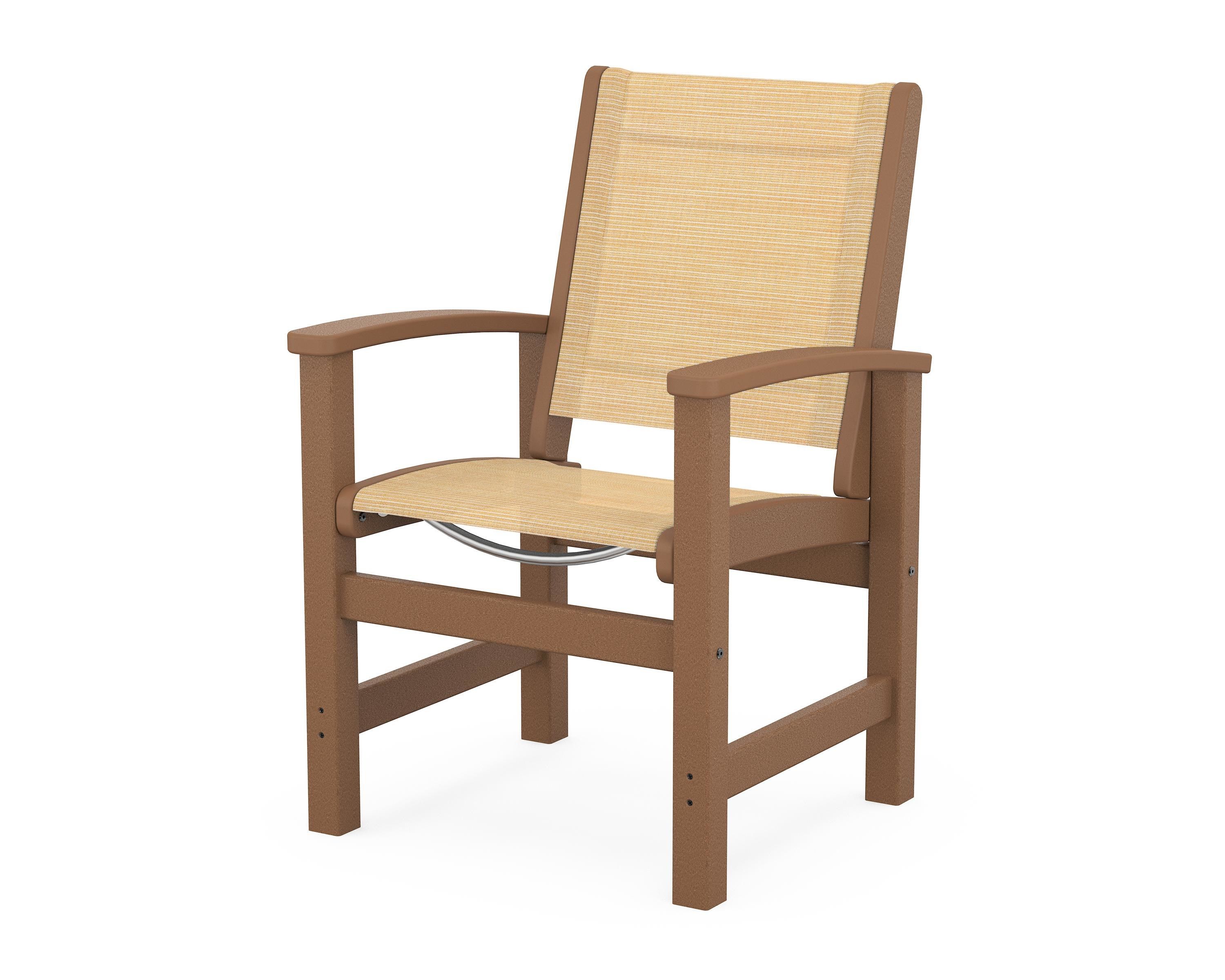 POLYWOOD® Coastal Dining Chair in Teak / Dupioni Apricot Sling