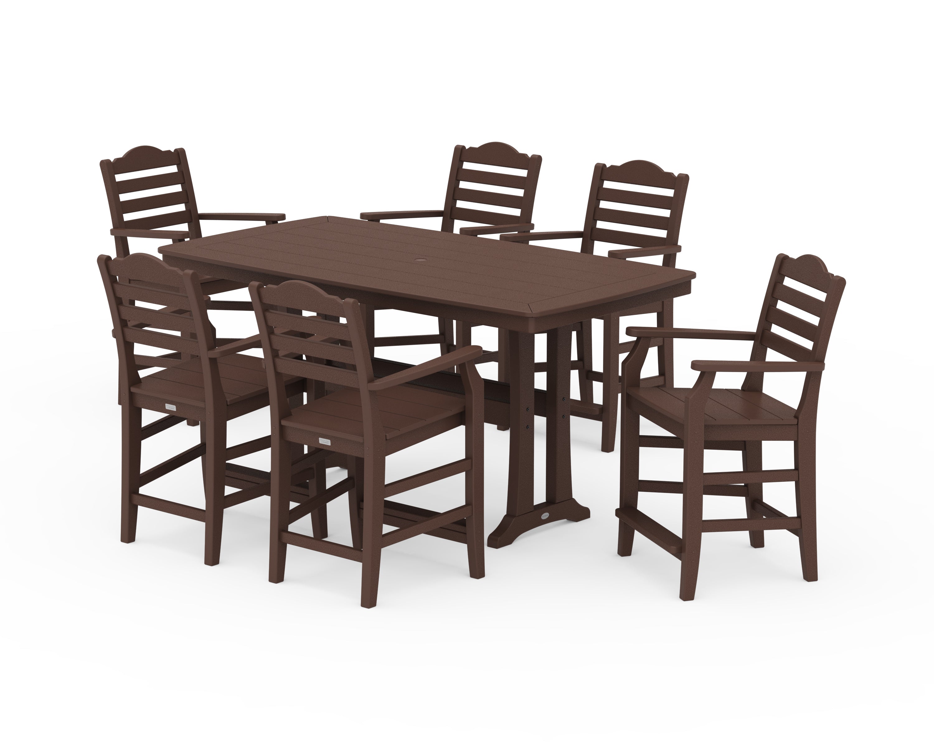 Draper James™ by  POLYWOOD® Savannah Arm Chair 7-Piece Counter Set with Trestle Legs in Mahogany