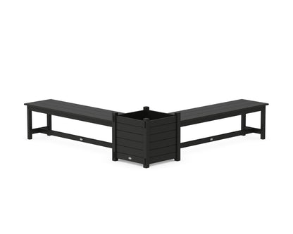 POLYWOOD® 60" Nautical L- Shaped Planter Bench Set- Large in Black