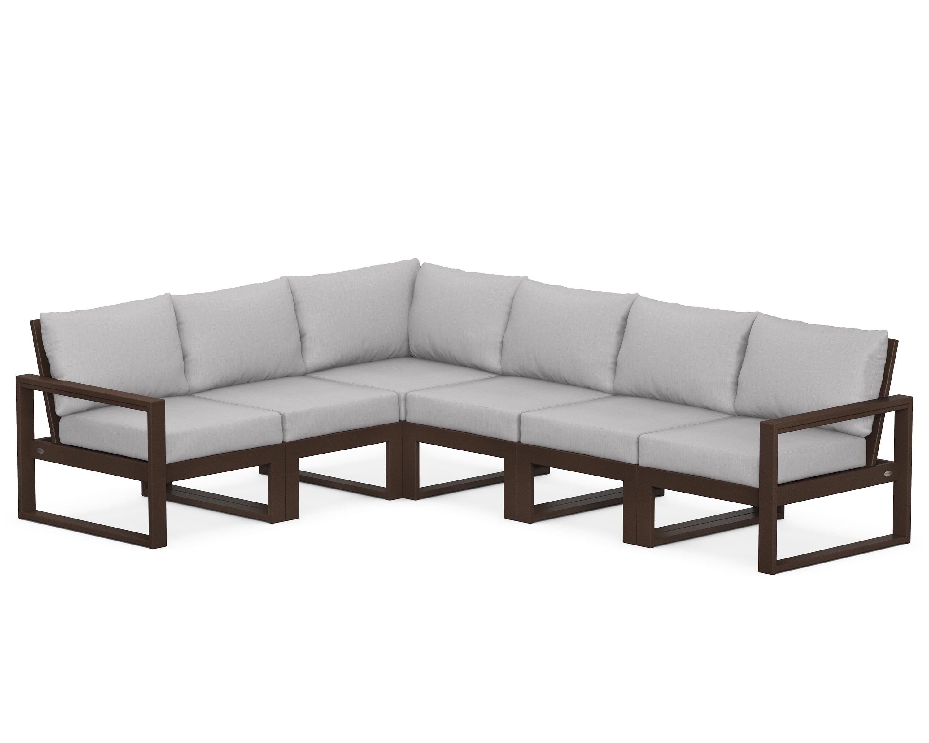 POLYWOOD® EDGE 6-Piece Modular Deep Seating Set in Mahogany / Granite