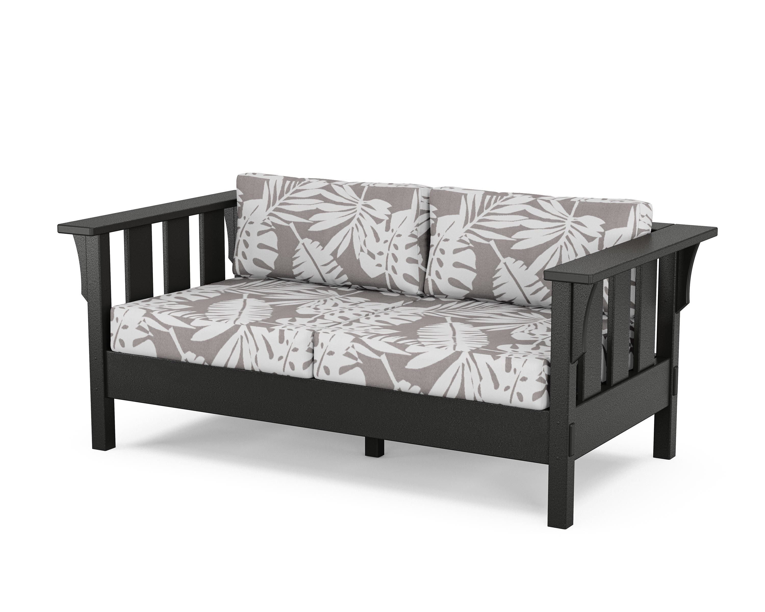Martha Stewart by POLYWOOD® Acadia Deep Seating Loveseat in Black / Leaf Grey Mist