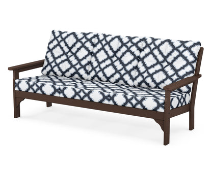 POLYWOOD® Vineyard Deep Seating Sofa in Mahogany / Trellis Marine Indigo