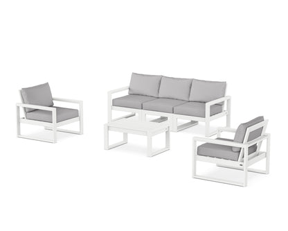 POLYWOOD® EDGE Sectional 4-Piece Deep Seating Set with Sofa in White / Granite