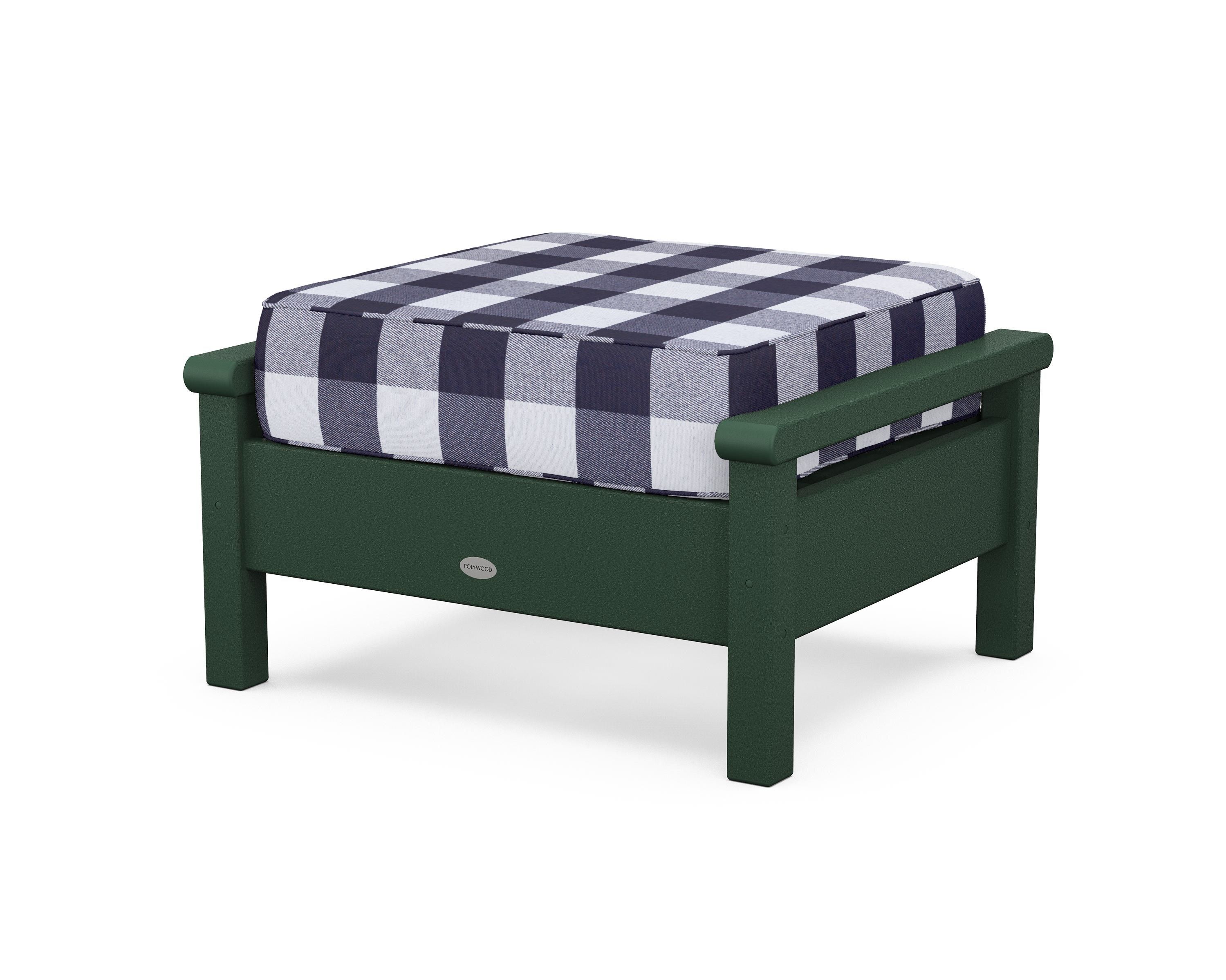 POLYWOOD® Harbour Deep Seating Ottoman in Green / Buffalo Plaid Navy