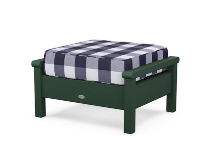 POLYWOOD® Harbour Deep Seating Ottoman in Green / Buffalo Plaid Navy